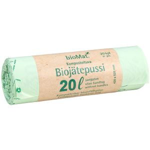 20 litran orgaanisen jätteen säkit rullalla esitettynä